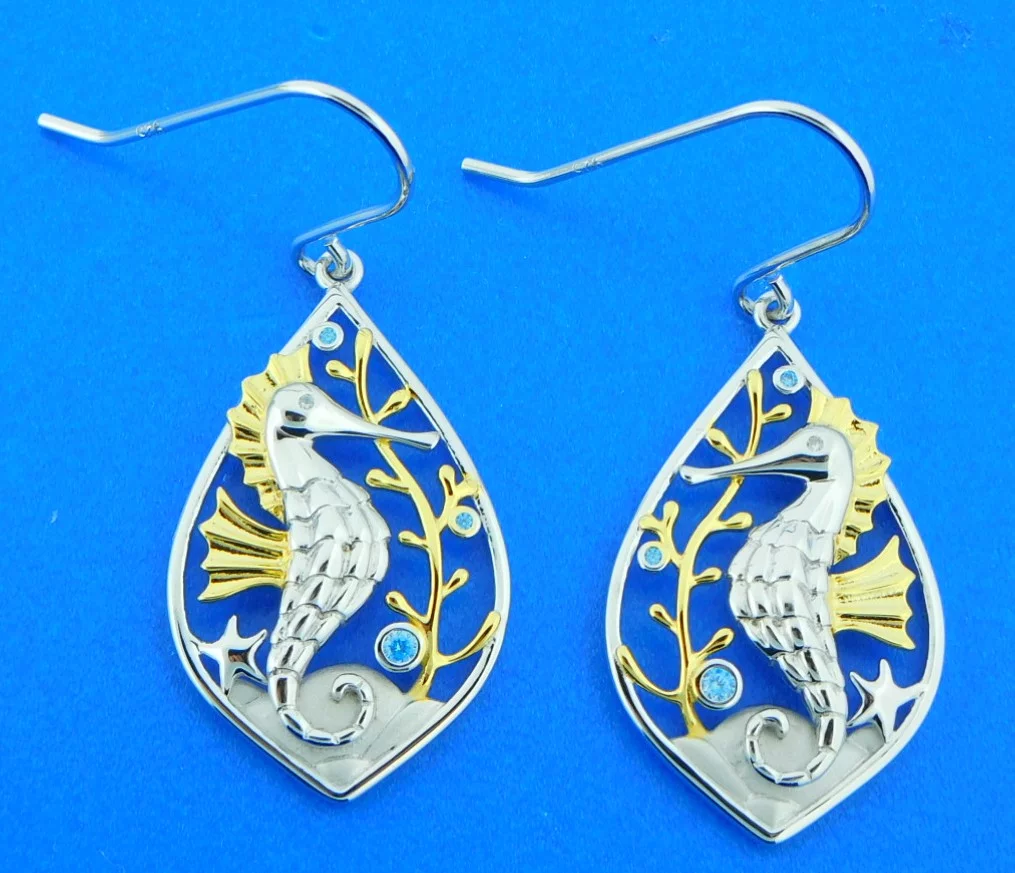 Alamea Seahorse Earrings, Sterling Silver 1 Alamea Seahorse Earrings, Sterling Silver