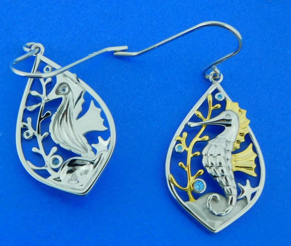 Alamea Seahorse Earrings, Sterling Silver 2 Alamea Seahorse Earrings, Sterling Silver - Image 2