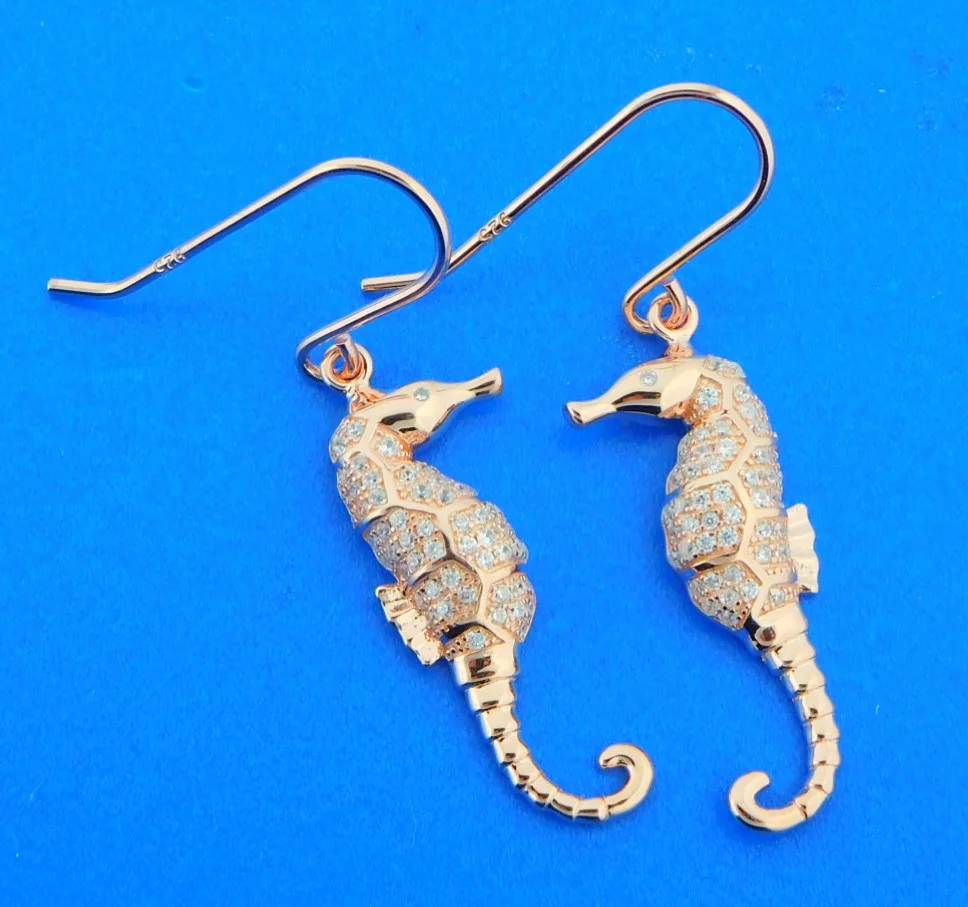 Alamea Seahorse Dangle Earrings, Sterling Silver, 14k Rose Gold Plated 1 Alamea Seahorse Dangle Earrings, Sterling Silver, 14k Rose Gold Plated