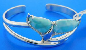 alamea whale tail larimar & sterling silver bracelet