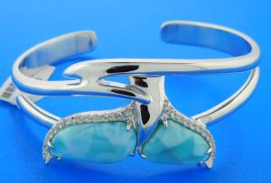 alamea whale tail larimar & sterling silver bracelet