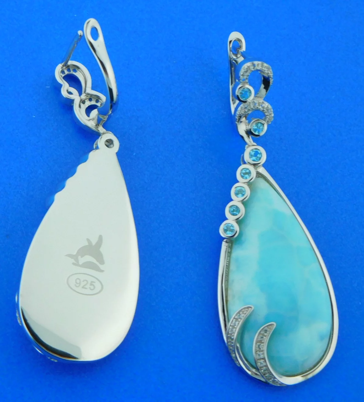 Alamea Tears of Joy Larimar Earrings, Sterling Silver & Larimar 3 sterling silver alamea larimar earrings