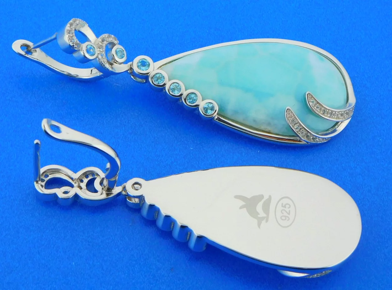 Alamea Tears of Joy Larimar Earrings, Sterling Silver & Larimar 2 sterling silver alamea larimar earrings