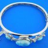 sterling silver sea turtle larimar bracelet
