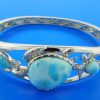 sterling silver sea turtle larimar bracelet