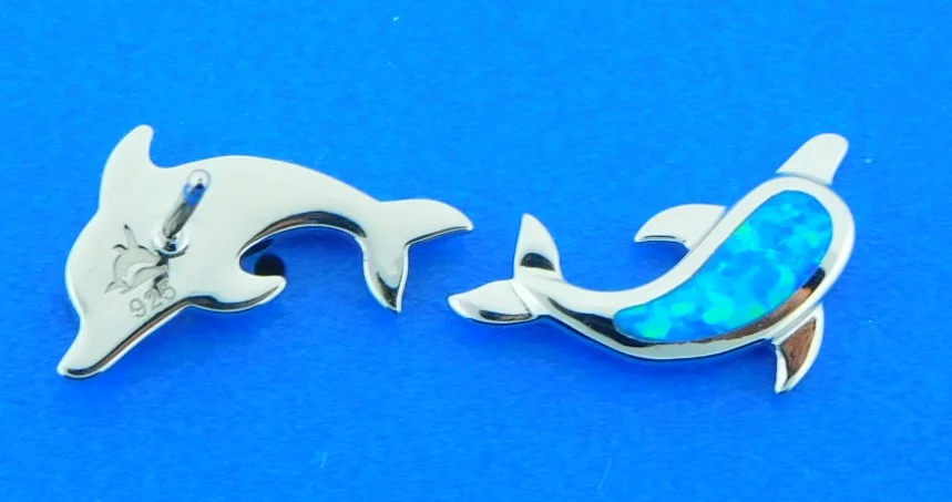 sterling silver & opal dolphin post earring