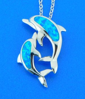 sterling silver dancing dolphins pendant