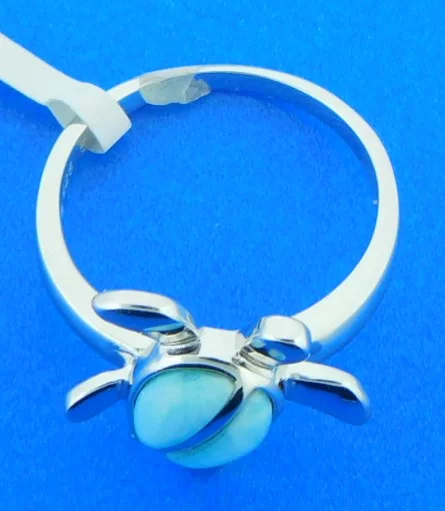 Alamea Honu Sea Turtle Ring, Sterling Silver & Larimar 4 alamea larimar turtle ring sterling silver