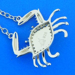 sterling silver & larimar crab pendant