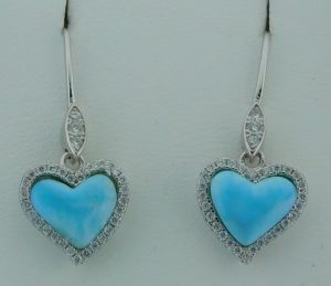 larimar heart dangle earrings