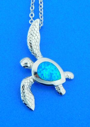 alamea sterling silver & opal turtle pendant