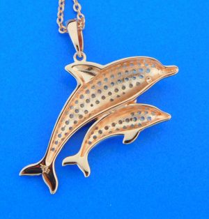 alamea sterling silver pink gold plated dolphin pendant