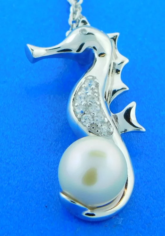 Alamea Seahorse Pearl Pendant, Sterling Silver 3 sterling silver seahorse pearl pendant