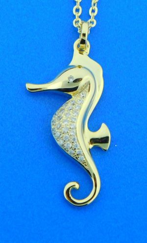 alamea gold plated sterling silver seahorse pendant