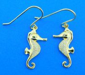 sterling silver yellow gold plated seahorse earrings