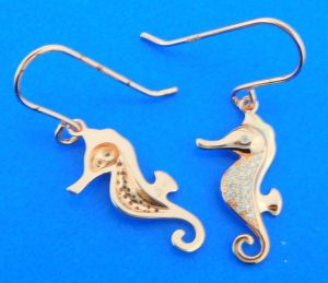 pink gold plated seahorse earrings