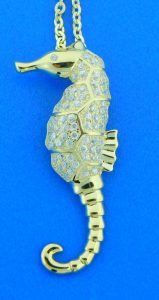sterling silver seahorse gold plated pendant