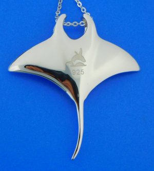 sterling silver & opal alamea manta ray pendant
