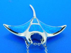 sterling silver & opal alamea manta ray pendant