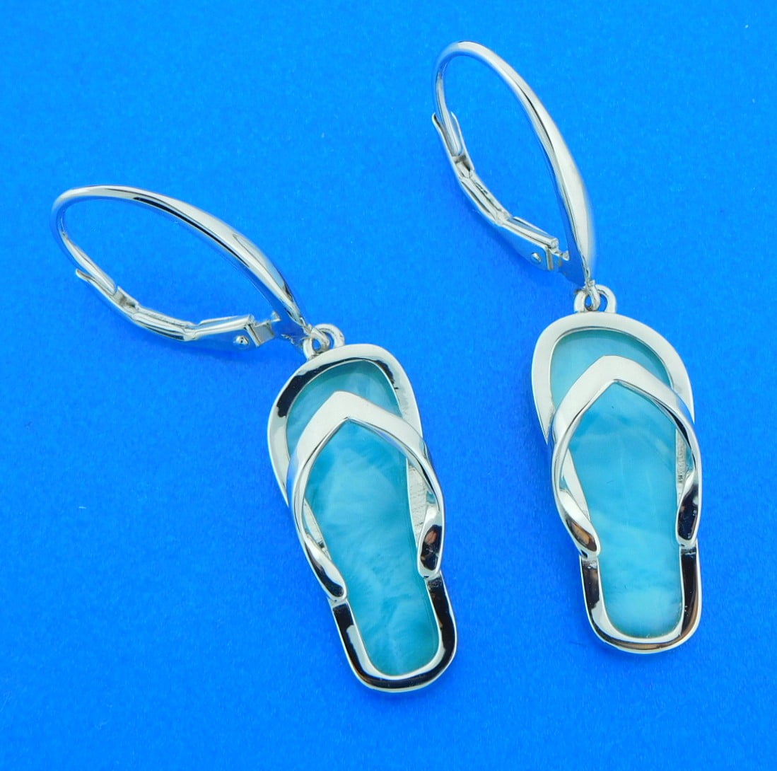 Alamea Flip Flop Larimar Earrings, Sterling Silver | Island Sun Jewelry ...