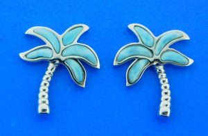 sterling silver & larimar palm tree earrings