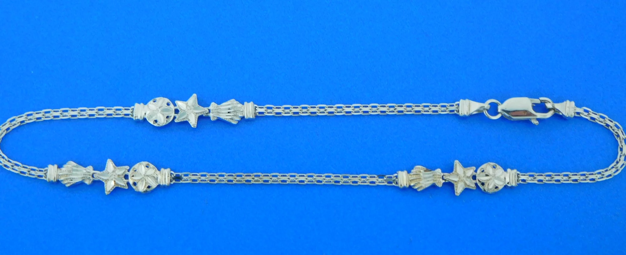 14k white gold sealife ankle bracelet