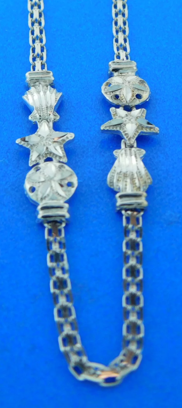 14k white gold sealife ankle bracelet