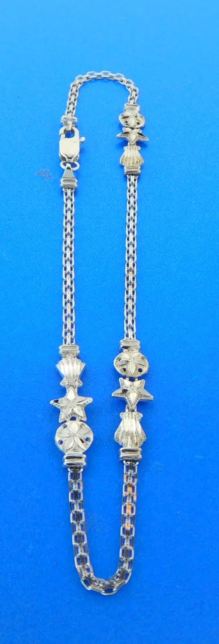 14k white gold sealife ankle bracelet