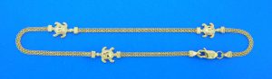 14k sea turtle ankle bracelet