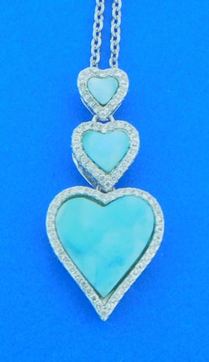sterling silver & larimar heart necklace