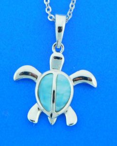alamea turtle pendant sterling silver & larimar