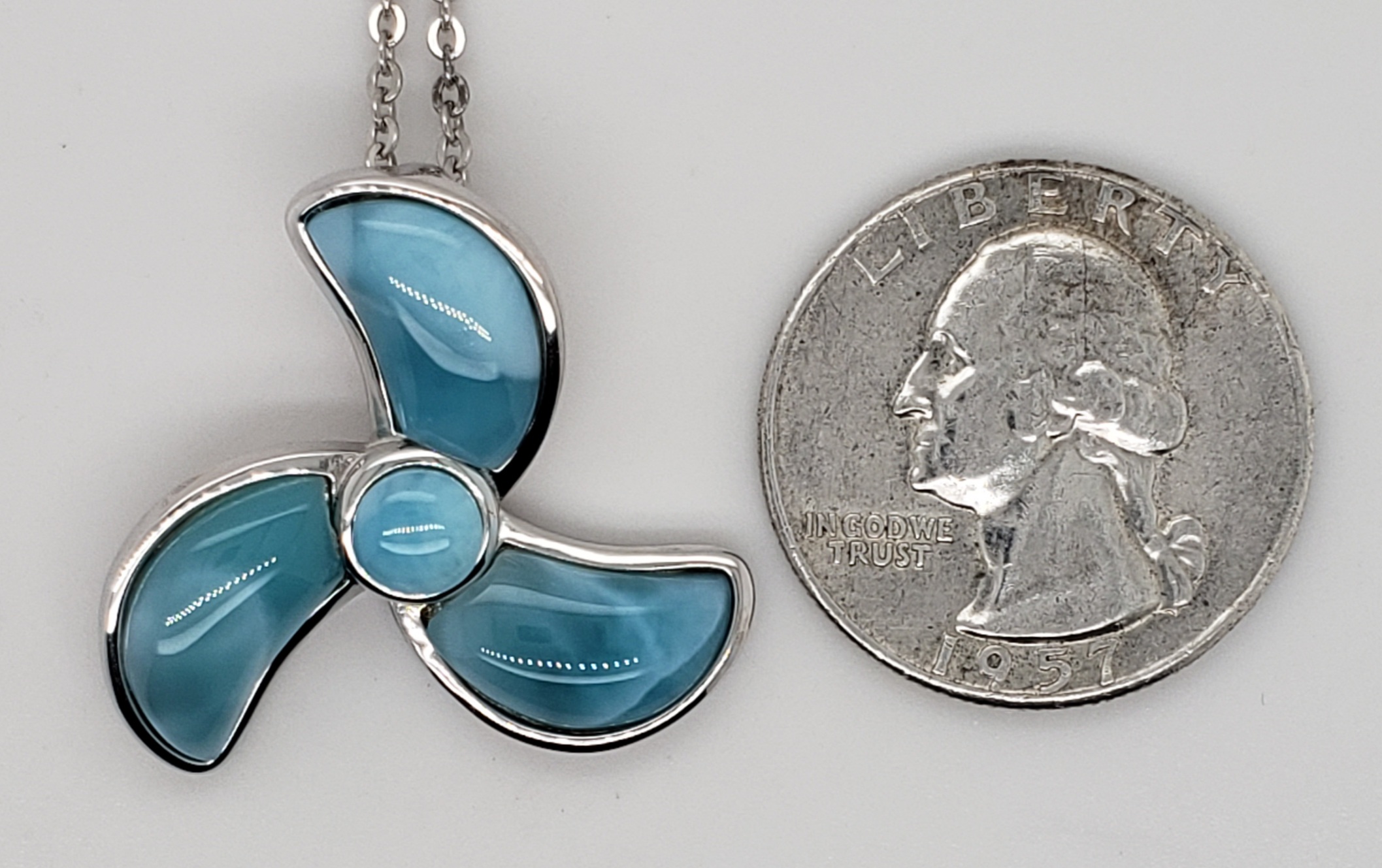 Alamea Propeller Pendant, Sterling Silver & Larimar 4 Alamea Propeller Pendant, Sterling Silver & Larimar - Image 4