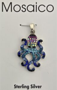 Mosaico Octopus Pendant, Sterling Silver