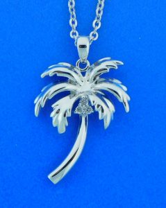 sterling silver palm tree pendant