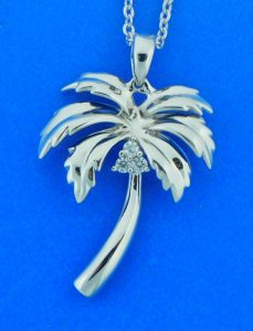 sterling silver palm tree pendant