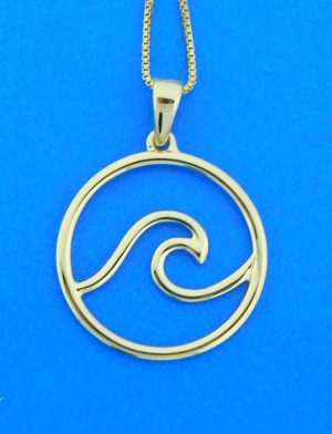 14k round wave pendant