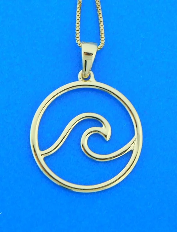 14k round wave pendant