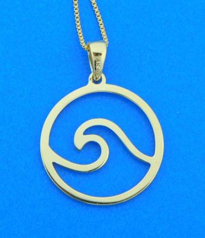 14k round wave pendant