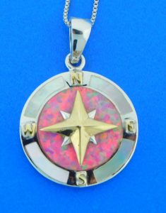 sterling silver & opal compass pendant