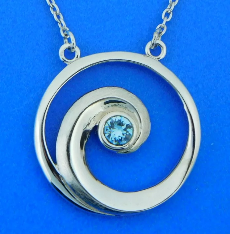 Wave Pendant, Sterling Silver & Swarovski Crystal 1 sterling silver wave pendant