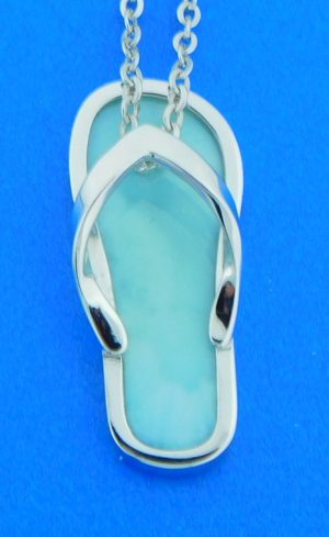 sterling silver larimar flip flop pendant