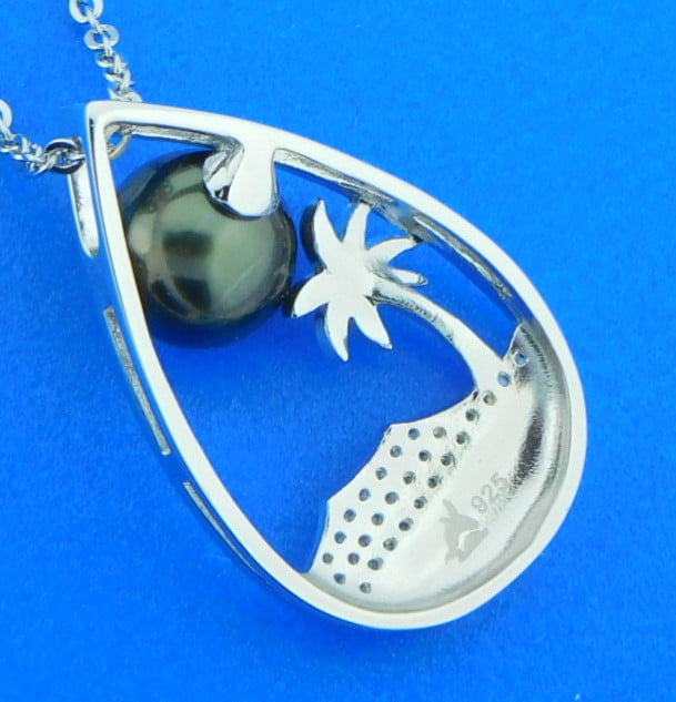 Alamea Diamond Head Tahitian Pearl Pendant, Sterling Silver 3 Alamea Diamond Head Tahitian Pearl Pendant, Sterling Silver - Image 3