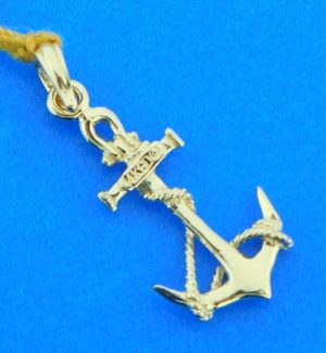 3-d 14k anchor pendant