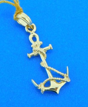 3-d 14k anchor pendant