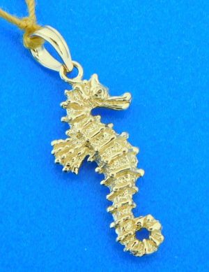 14k solid gold 3-d seahorse
