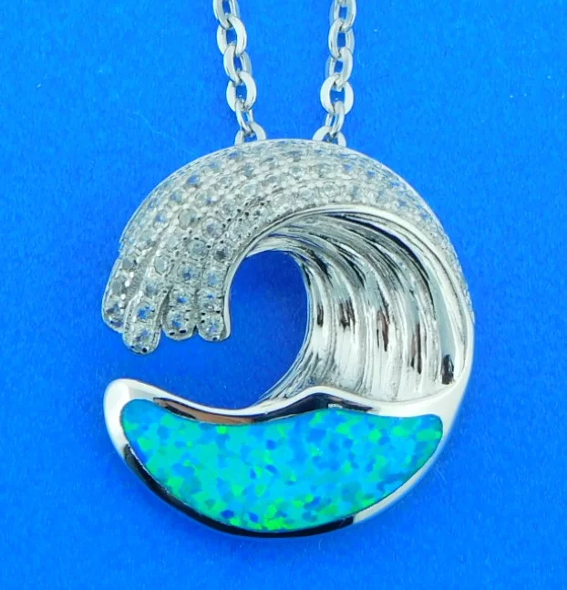sterling silver wave pendant
