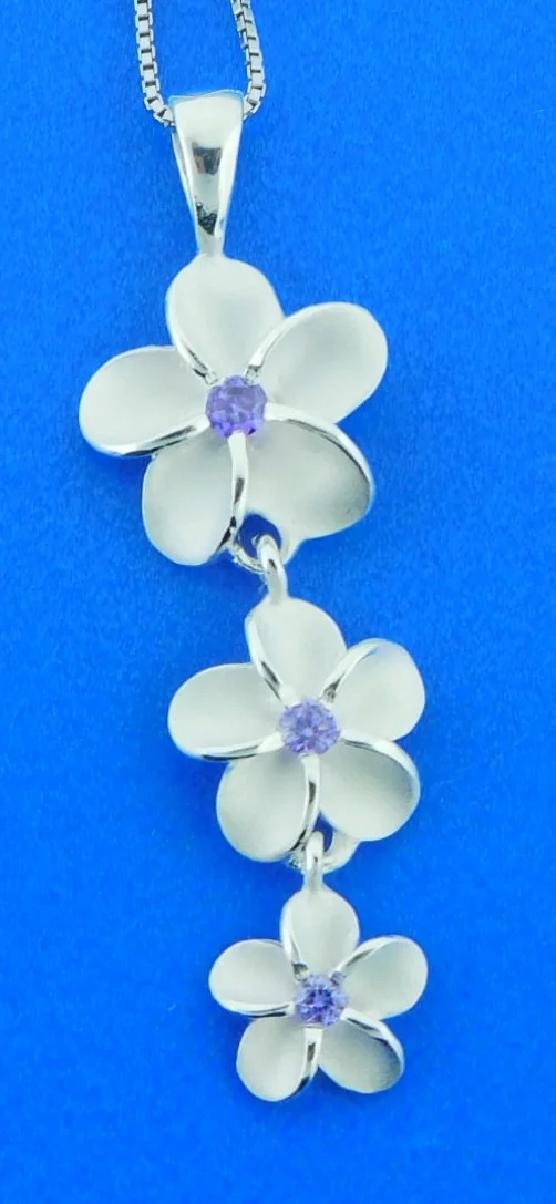 Alamea Plumeria Pendant, Sterling Silver 1 alamea 3 plumerias pendant sterling silver