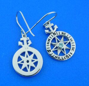 sterling silver compass rose earrings