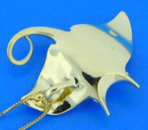 Steven Douglas Manta Ray Necklace, 14K Yellow Gold