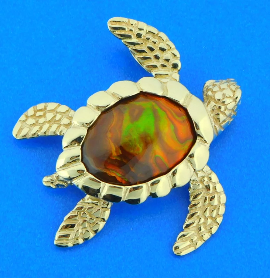 Steven Douglas Sea Turtle Necklace, 14K Yellow Gold & Fire Agate